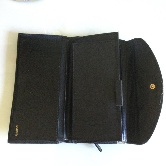 Black Genuine Leather Full Sized Wallet Checkbook - Picture 4 of 7